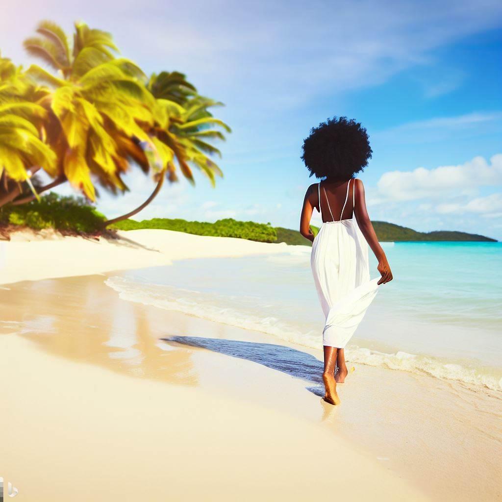 Island girl on beach